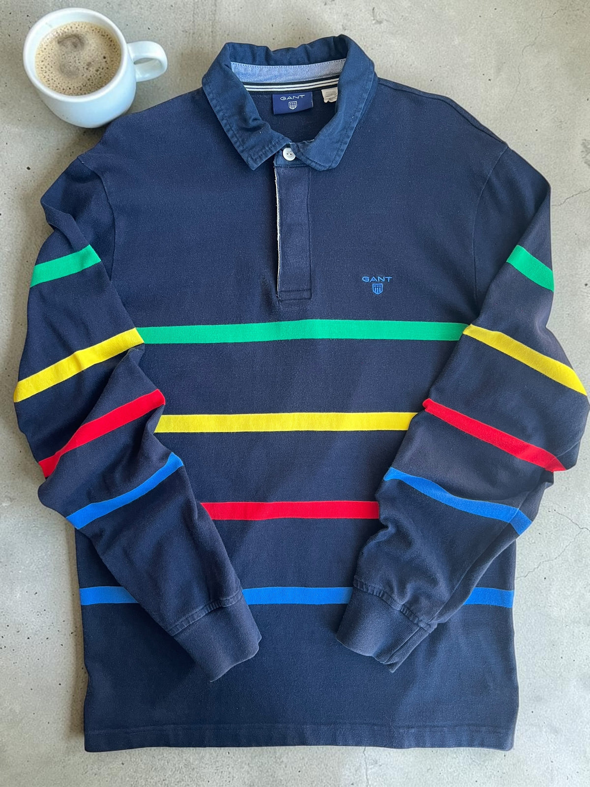 GANT Multicolor Striped Rugby Polo Shirt Navy XL