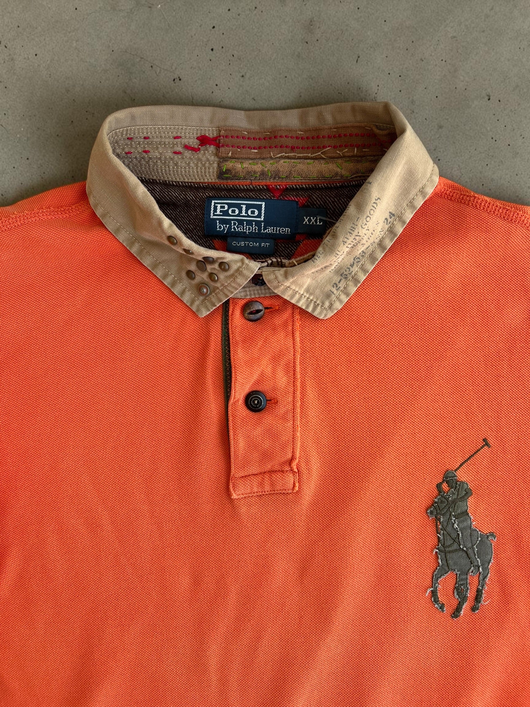Polo Ralph Lauren Big Pony Long Sleeve Rugby Polo Shirt Orange XXL