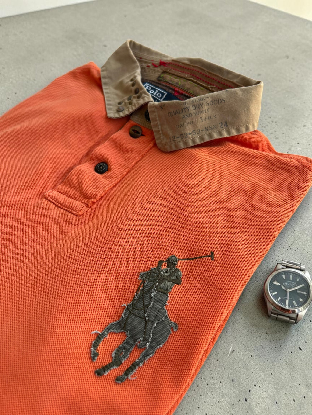Polo Ralph Lauren Big Pony Long Sleeve Rugby Polo Shirt Orange XXL