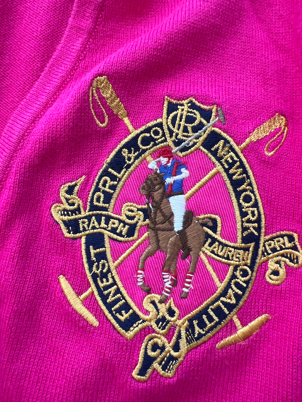 Ralph Lauren Sport V-Neck Cotton Sweater Pink S – Jersey de Algodón con Logo Bordado | Pull Femme